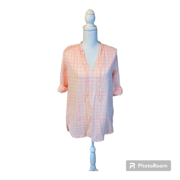 fresh produce Tops - Coral Pink COASTAL BARBIE Gingham Tunic ~ FRESH PRODUCE~ Summer plaid Sz XS/S